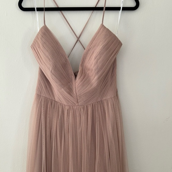 NWT Watters WTOO Lexie - Solid Blush Tulle Gown Lace Up Adjustable Straps - Picture 4 of 14